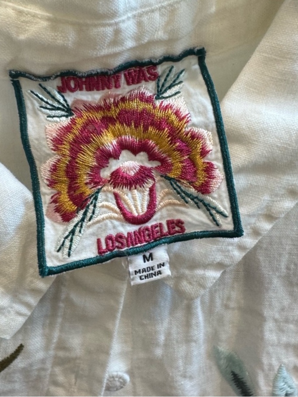 Johnny Was Oversized Nalina Weekend Tunic Linen Embroidered Soft Off White Pinks - Picture 2 of 16